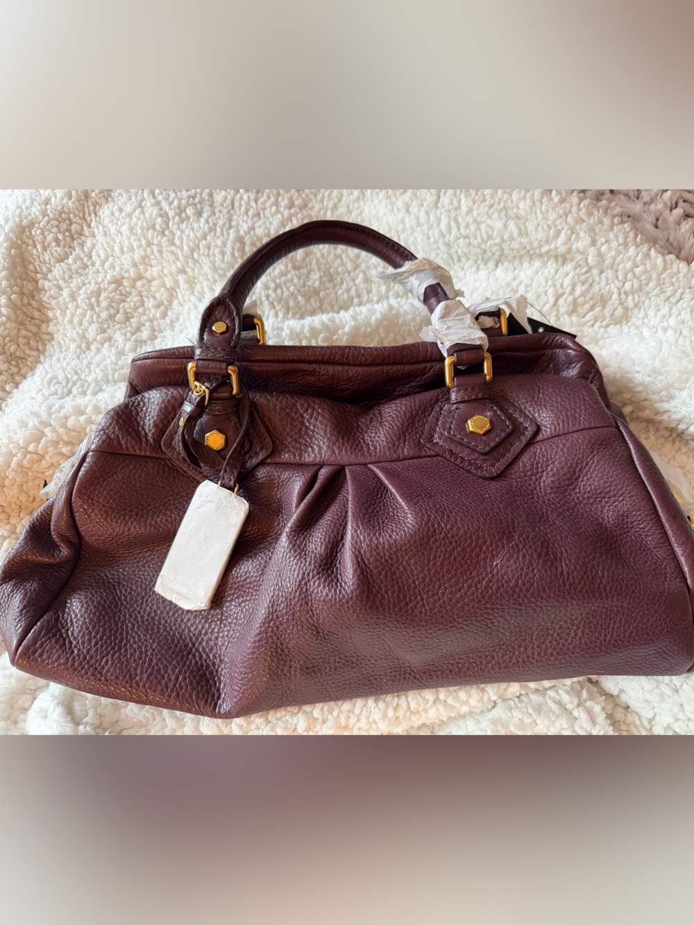 Marc by Marc Jacobs Leather Satchel Handbag in Currant (NWT)